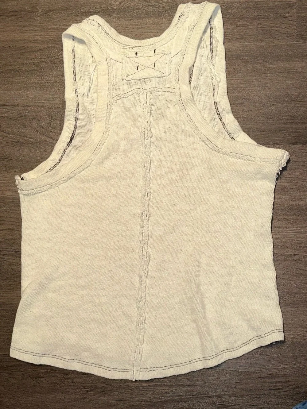 Free People / We The Free NWT Deep V-neck Ivory Tank Top - Small - Boho Raw Edge - Picture 4 of 11